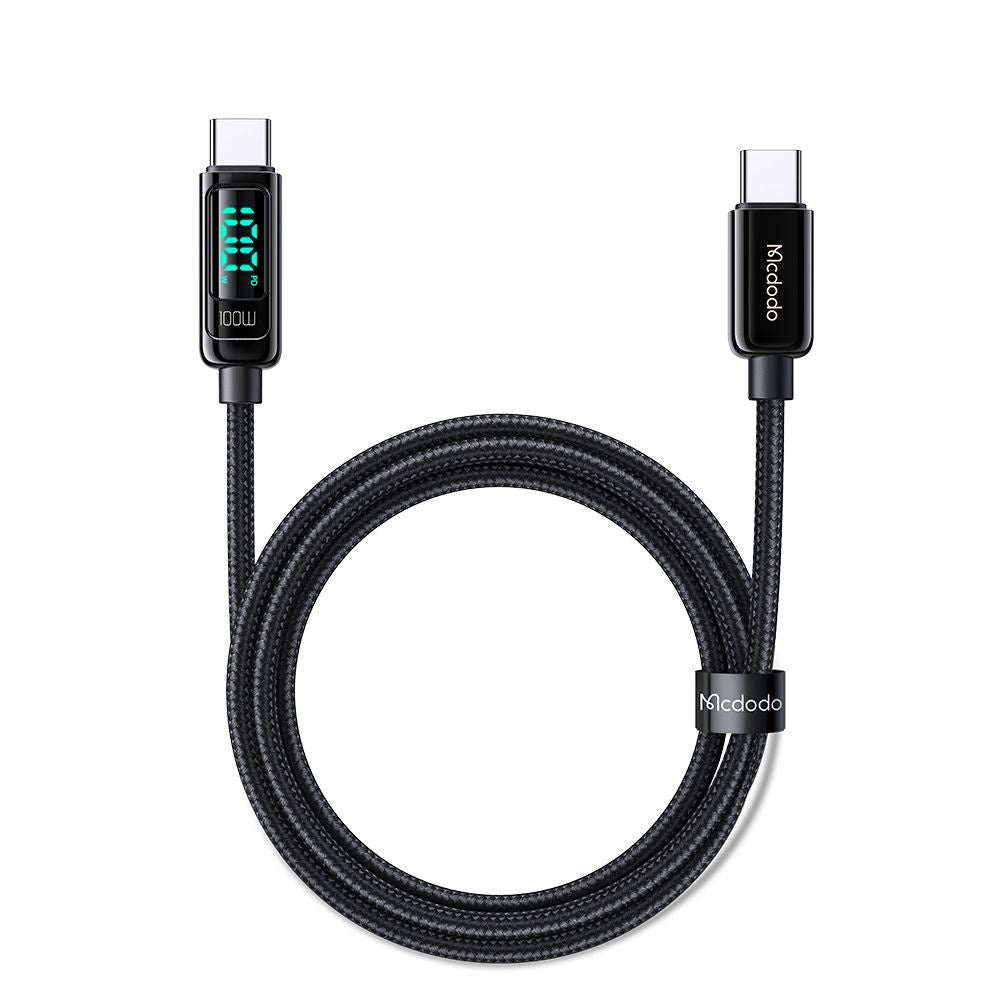 USB-C - USB-C McDodo CA-8820 Display -data- ja latauskaapeli, 100W, 1.2m, Musta