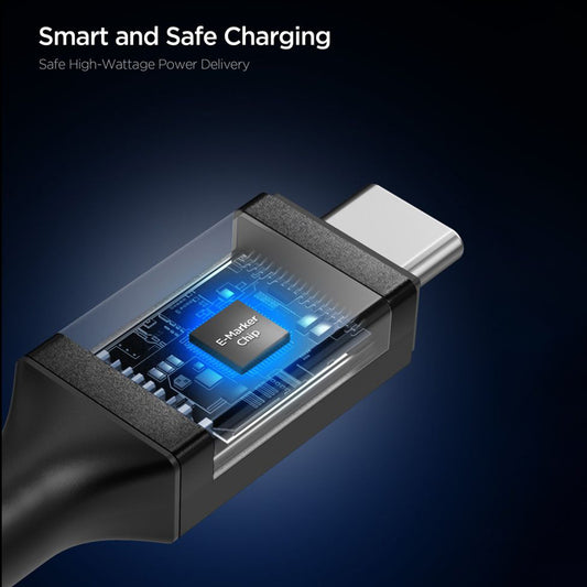 USB-C - USB-C Data- ja latauskaapeli Spigen EB24015CC, 240W, 1.5m, Musta ACA10423