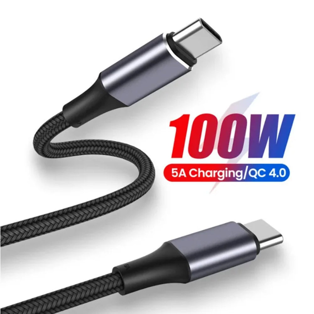 USB-C - USB-C Techsuit PCB018 -data- ja latauskaapeli, 100W, 1m, Musta