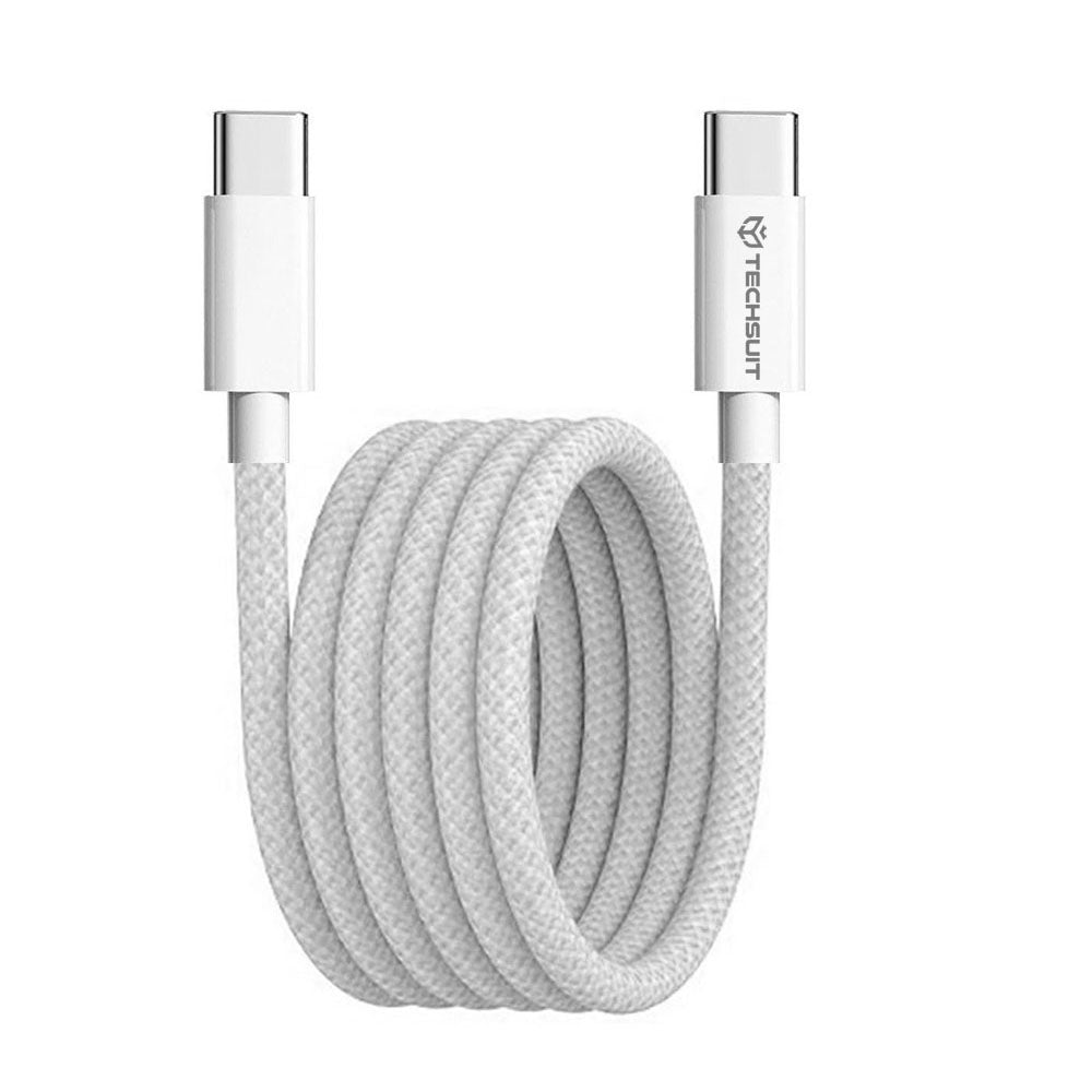USB-C - USB-C Techsuit PCB114D Data- ja Latauskaapeli, 60W, 1m, Harmaa