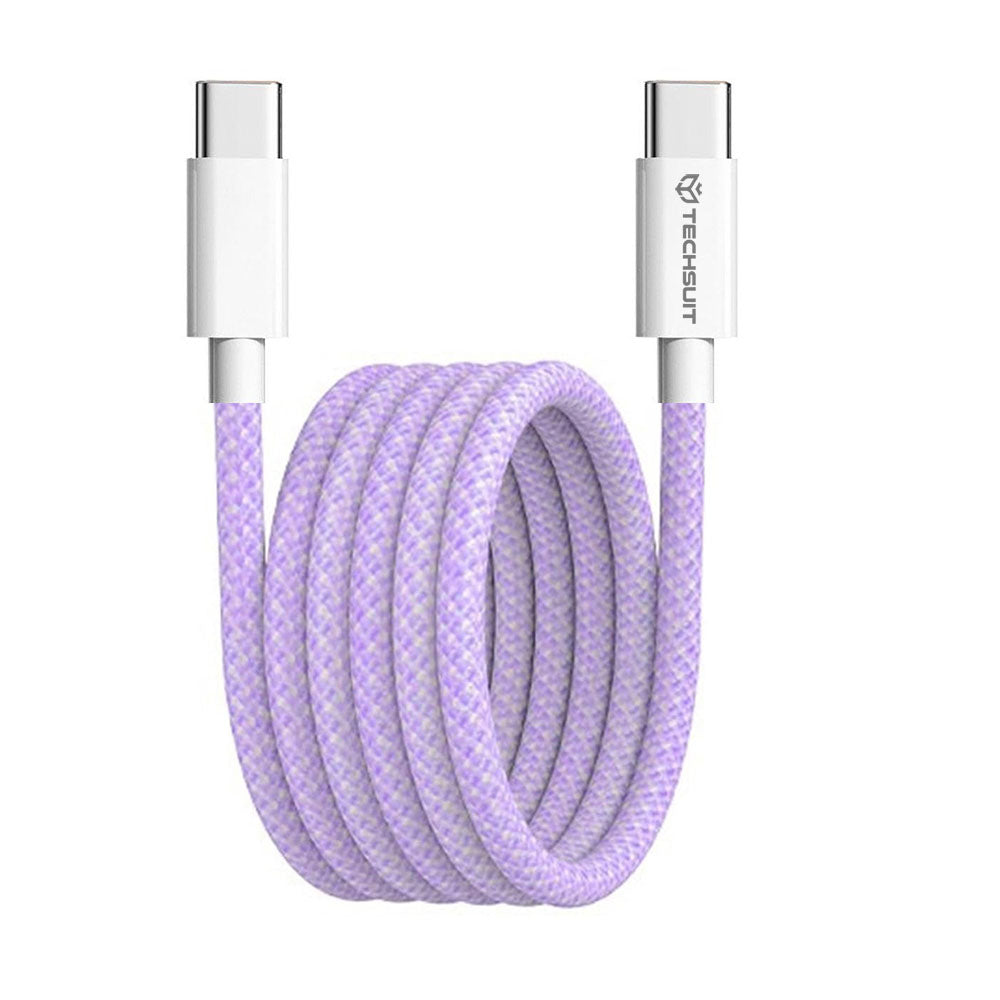 USB-C - USB-C Techsuit PCB114D Data- ja Latauskaapeli, 60W, 1m, Violetti