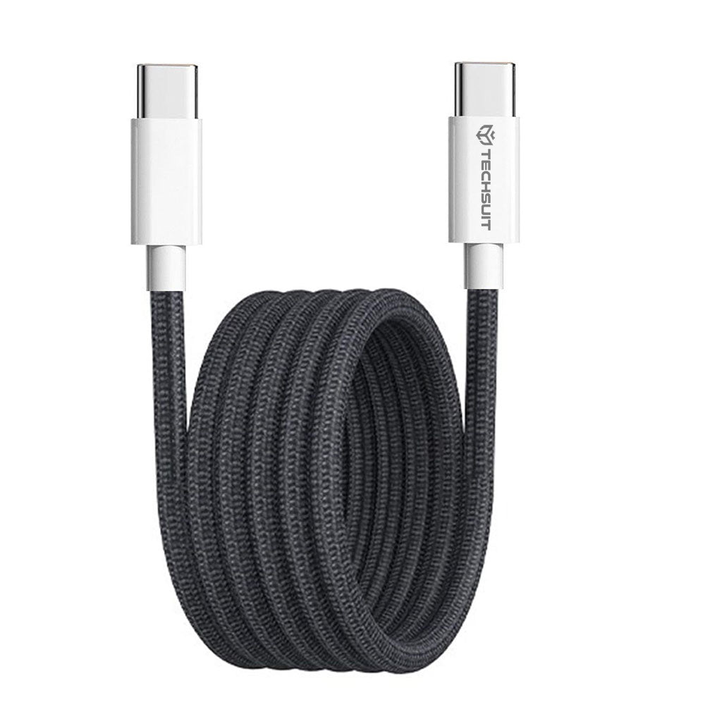 USB-C - USB-C Techsuit PCB114D -data- ja latauskaapeli, 60W, 1m, Musta