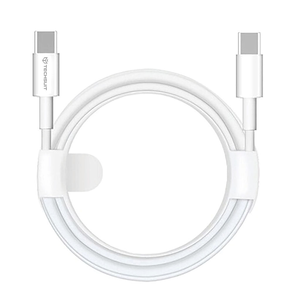 USB-C - USB-C Techsuit PCB130 -data- ja latauskaapeli, 60W, 1m, Valkoinen