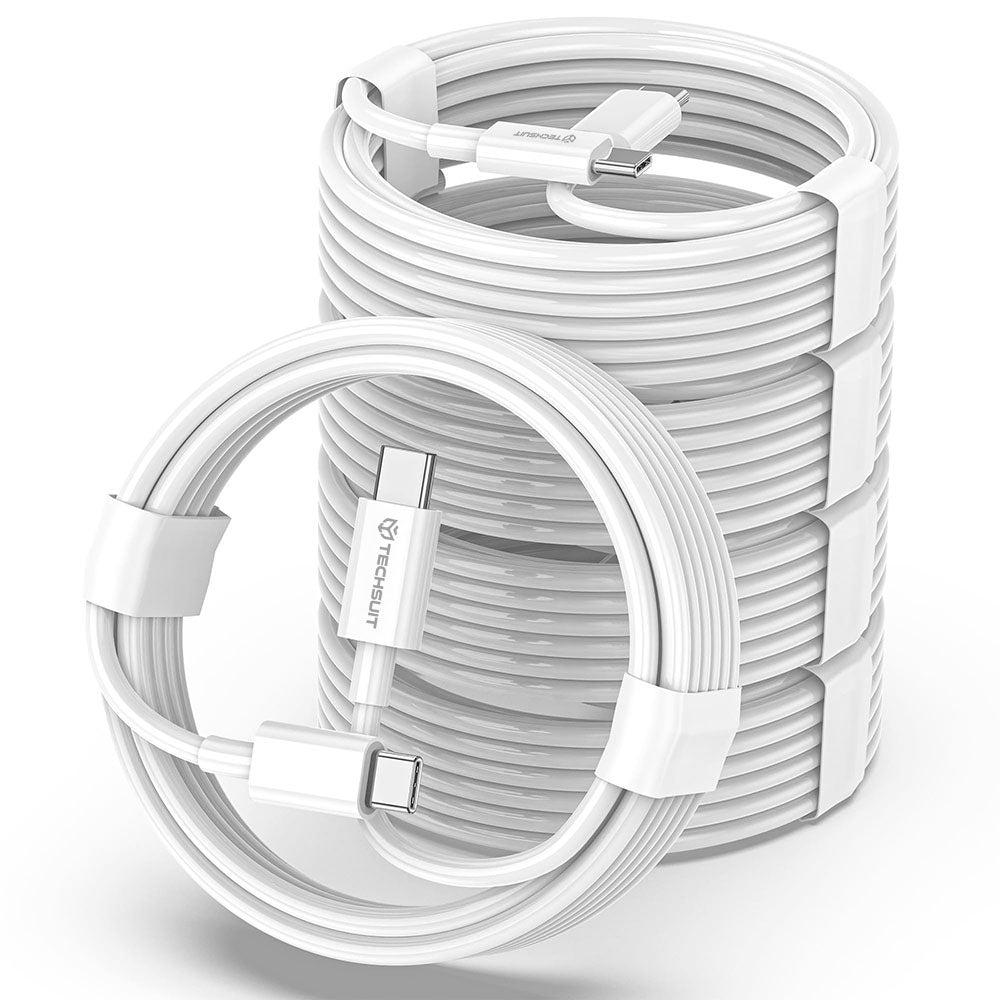 USB-C - USB-C Techsuit PCB130 -data- ja latauskaapeli, 60W, 1m, Valkoinen