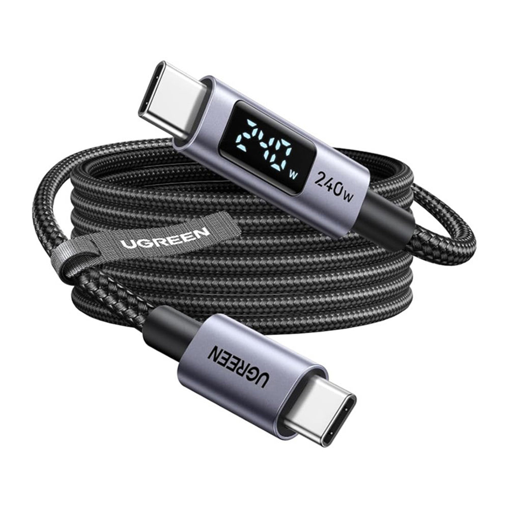 USB-C - USB-C UGREEN 65866 Display -data- ja latauskaapeli, 240W, 1m, Harmaa