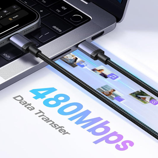 USB-C - USB-C UGREEN L532 -data- ja latauskaapeli, 240W, 0.5m, Harmaa