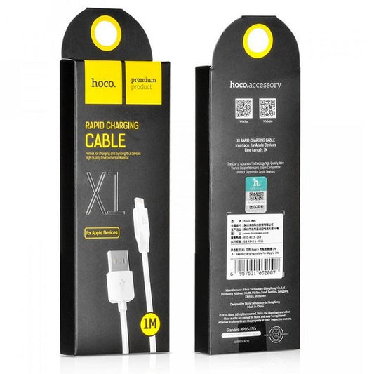 Tieto- ja latauskaapeli USB-A - Lightning HOCO Rapid X1, 18W, 1m, valkoinen