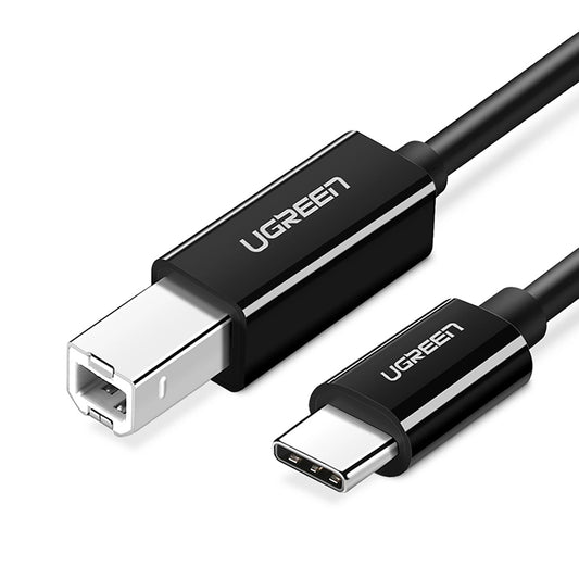 Tulostinkaapeli UGREEN US370, USB-C - USB-B, 2m, musta