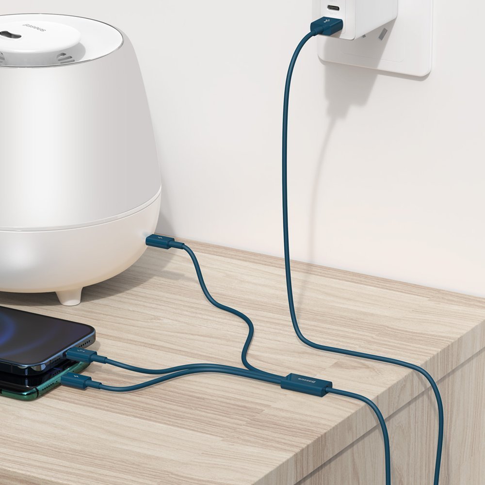Latauskaapeli USB-A - Lightning / microUSB / USB-C Baseus Superior 3in1 Series, 20W, 1.5m, sininen CAMLTYS-03