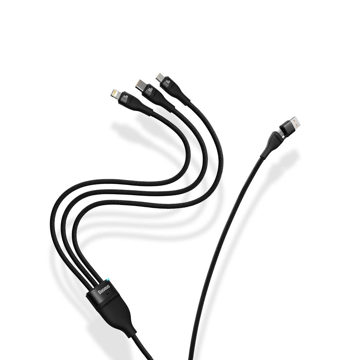 USB-A / USB-C - Lightning / microUSB / USB-C Baseus Flash Series II 3in1 -latauskaapeli, 100W, 1.2m, Musta CASS030101