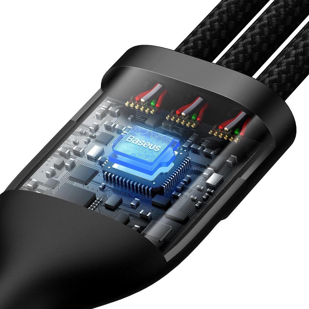 USB-A / USB-C - Lightning / microUSB / USB-C Baseus Flash Series II 3in1 -latauskaapeli, 100W, 1.2m, Musta CASS030101