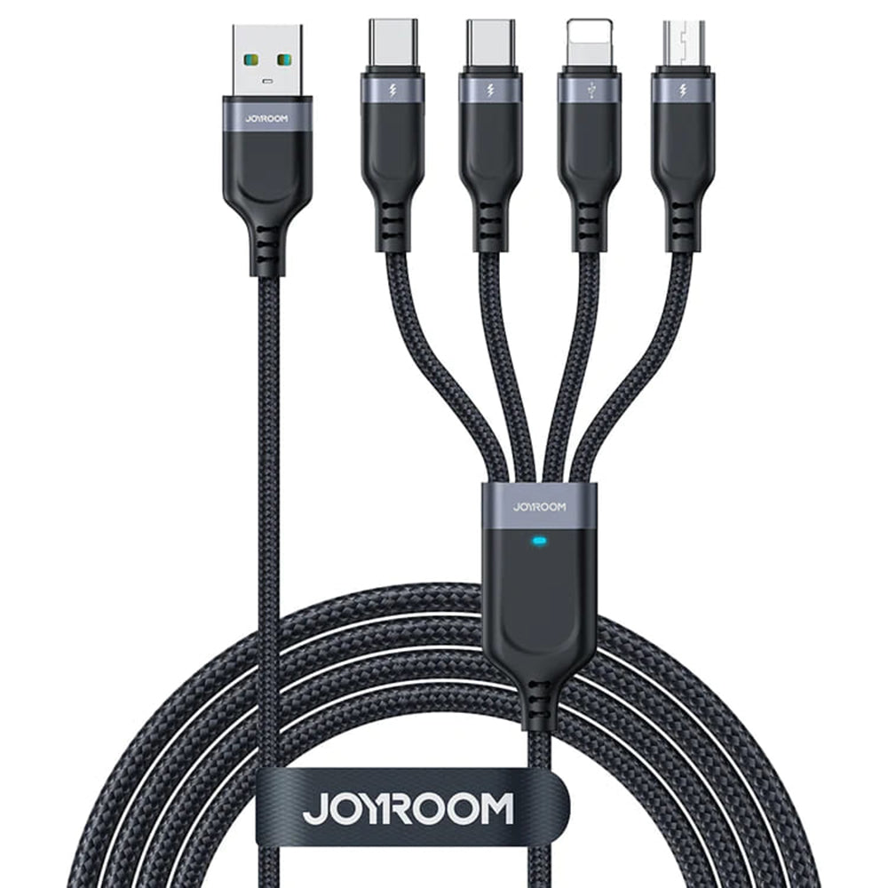 USB-A - Lightning / microUSB / 2 x USB-C Joyroom S-A18 4in1 latauskaapeli, 20W, 1.2m, Musta