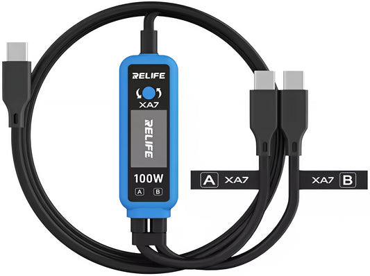 USB-C-latauskaapeli - 2 x USB-C Relife XA7 Display, 100W, 1,33 m, Musta