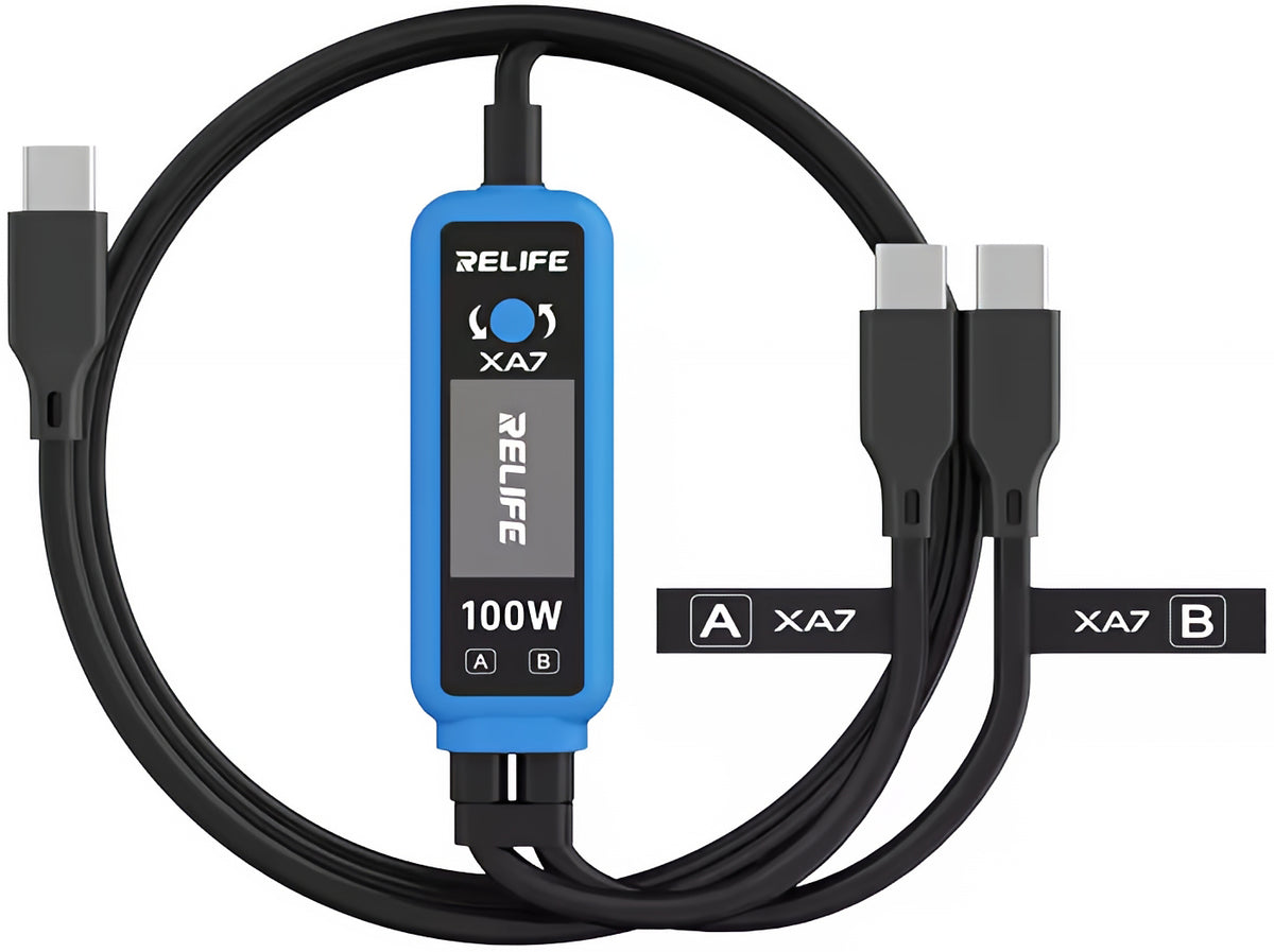 USB-C-latauskaapeli - 2 x USB-C Relife XA7 Display, 100W, 1,33 m, Musta