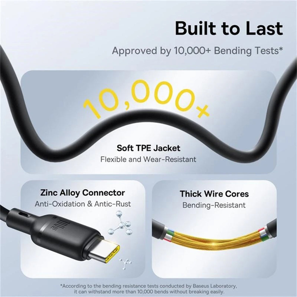 USB-C - Lightning / microUSB / USB-C Baseus Silky 3in1 -latauskaapeli, 100W, 1.5m, Musta P10376303121-01