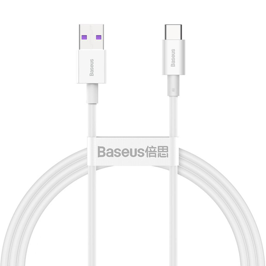 Tieto- ja latauskaapeli USB-A - USB-C Baseus Superior Series, 66W, 1m, valkoinen CATYS-02