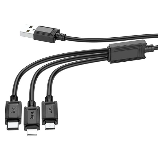 USB-A - Lightning / microUSB / USB-C HOCO X74 3in1 latauskaapeli, 18W, 1m, Musta