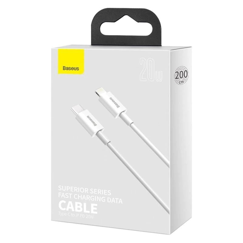 Tieto- ja latauskaapeli USB-C - Lightning Baseus Superior Series, 20W, 2m, valkoinen CATLYS-C02