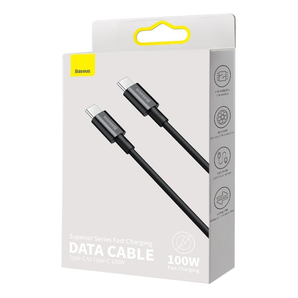 USB-C-tietojen- ja latauskaapeli - USB-C Baseus Superior Series, 100W, 2m, Musta CATYS-C01