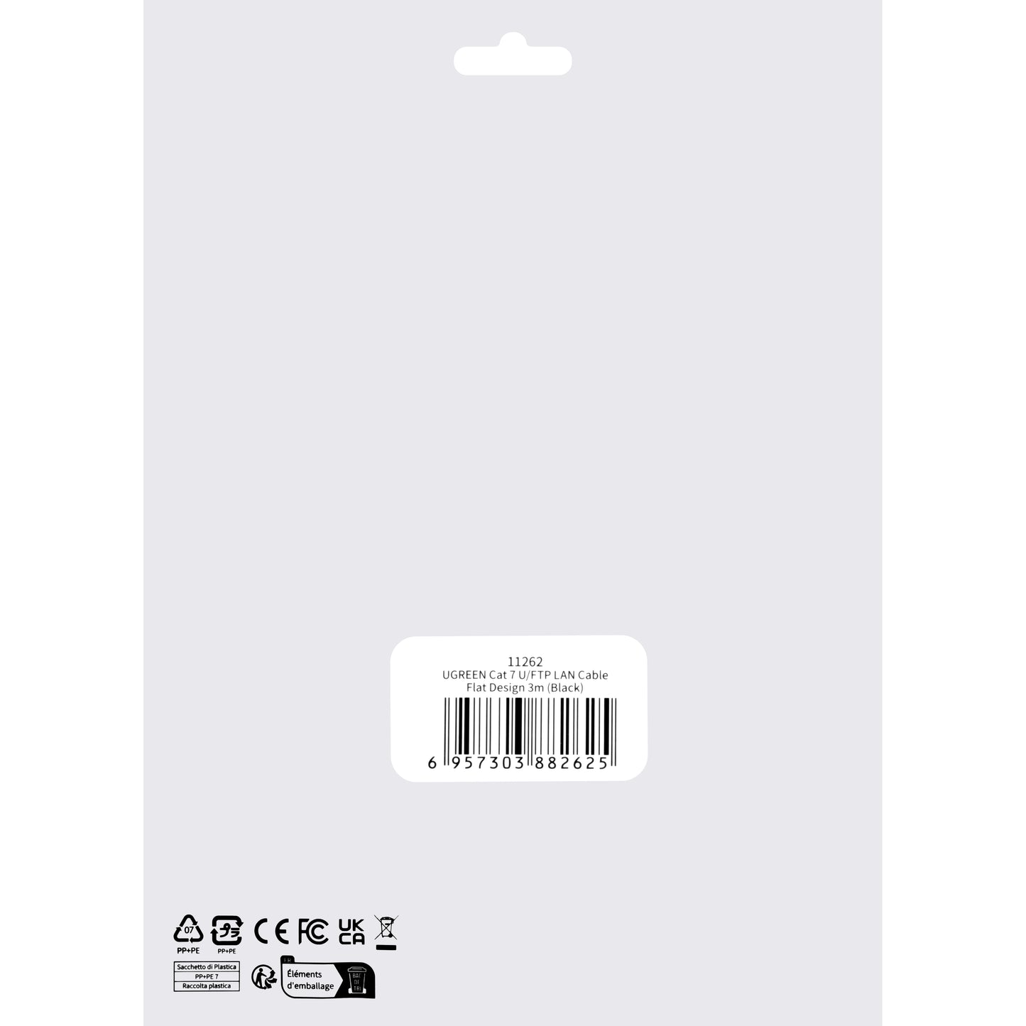 Verkkokaapeli UGREEN NW106 Litteä, UTP, Cat7, 3m, musta