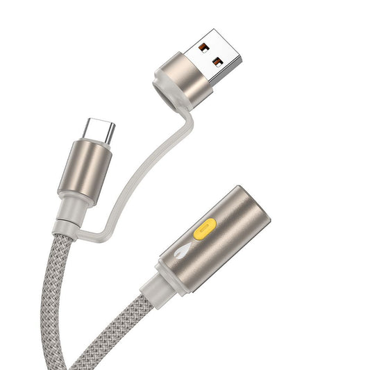 Sähkösytytin HOCO UA38B, USB-C / USB-A, 0.3m, Kulta
