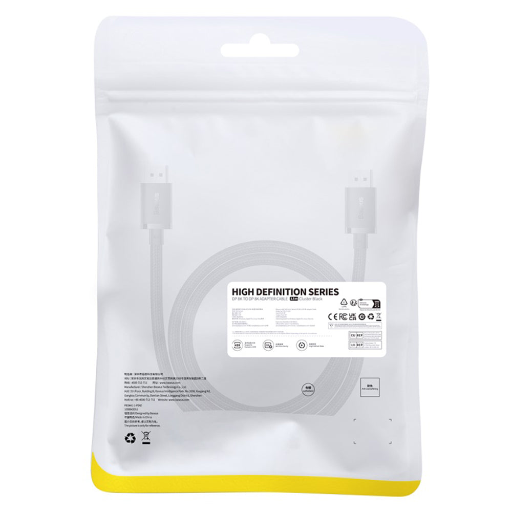 Baseus High Definition -videokaapeli, DisplayPort - DisplayPort, 8K, 1,5 m, musta B00633706111-01