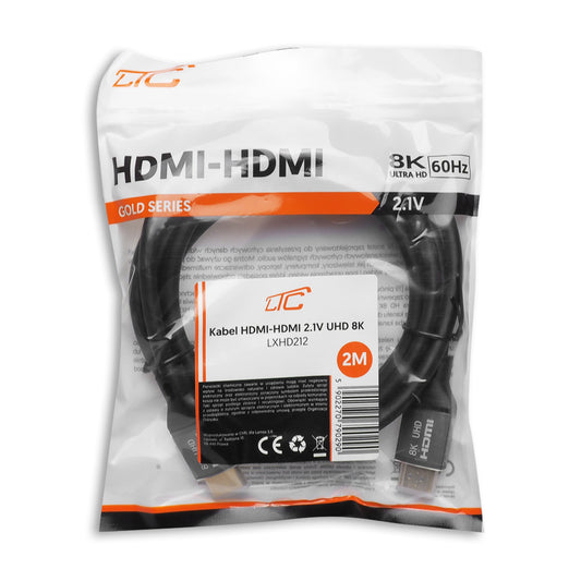 LTC Gold -videokaapeli, HDMI - HDMI, 8K, 2m, Musta