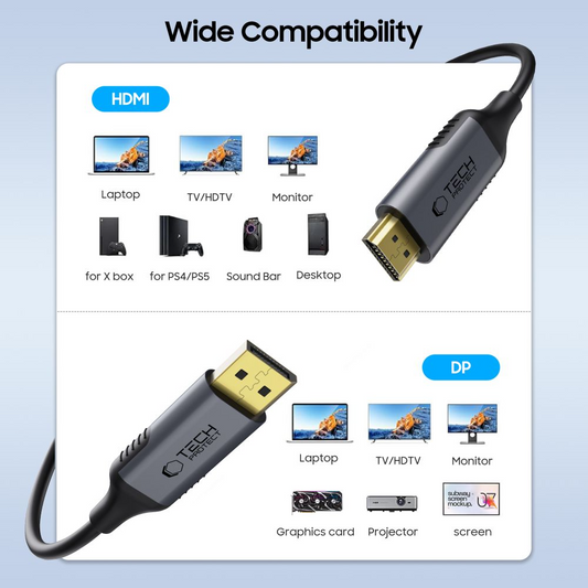 Tech-Protect Ultraboost -videokaapeli, DisplayPort - HDMI, 4K, 2m, Musta