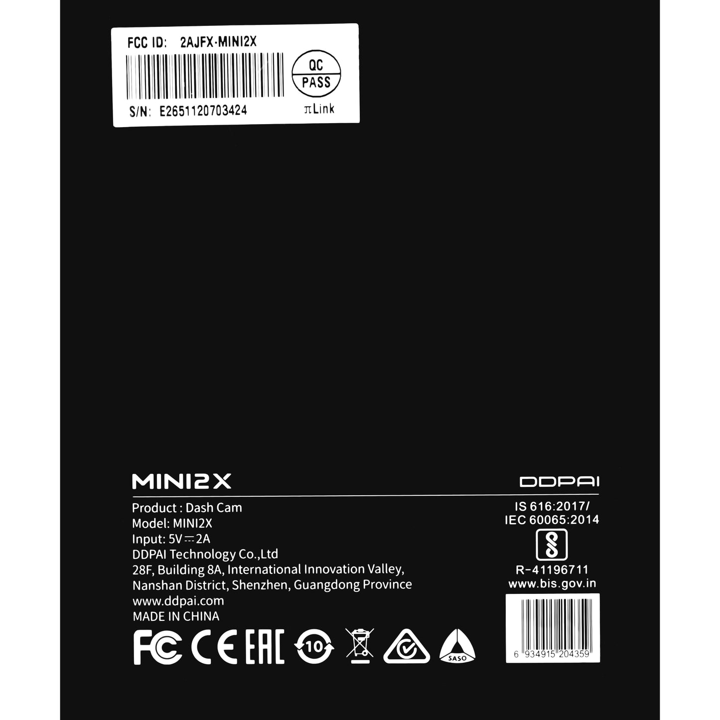 DDPAI MINI2X Autokamera, 2K, Wi-Fi