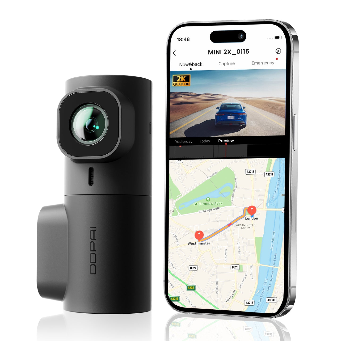 DDPAI MINI2X Autokamera, 2K, Wi-Fi