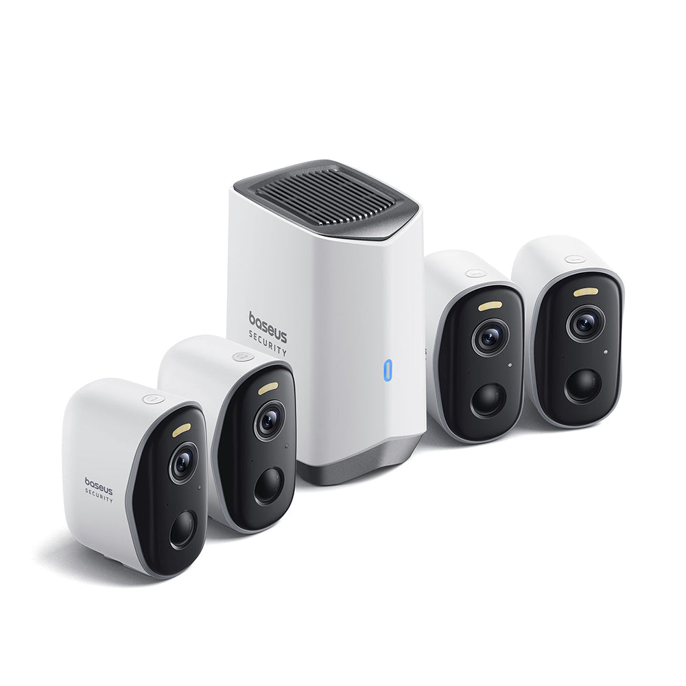 Baseus N1 -valvontakamera, Wi-Fi, 2K, IP67, ulkokäyttöön, 4 kappaleen setti ACSLH-01