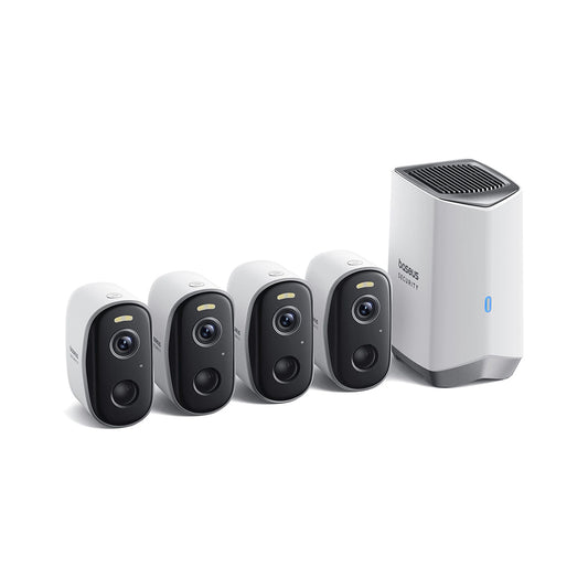 Baseus N1 -valvontakamera, Wi-Fi, 2K, IP67, ulkokäyttöön, 4 kappaleen setti ACSLH-01