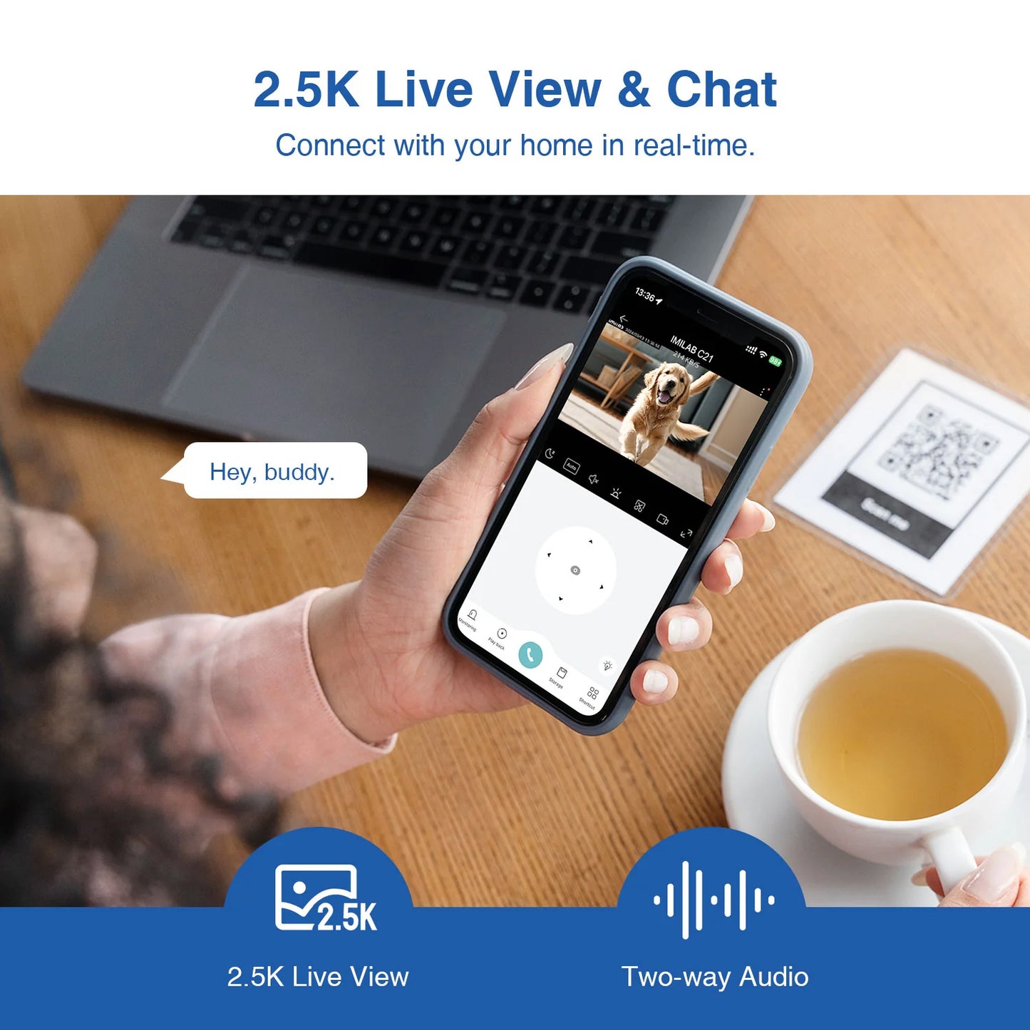 iMILAB C21 MI -valvontakamera, Wi-Fi, 2.5K, sisäkäyttöön