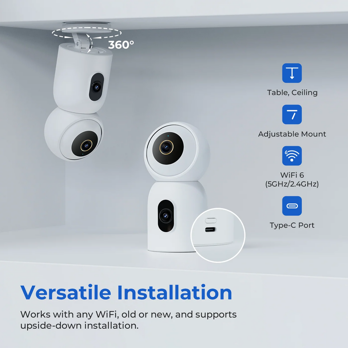 iMILAB C30 Dual -valvontakamera, Wi-Fi, 3K, sisäkäyttöön, CMSXJ111A