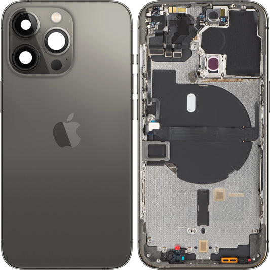 Apple iPhone 13 Pro -akun suojus, keskikotelon kanssa, musta (grafiitti), Vaihda