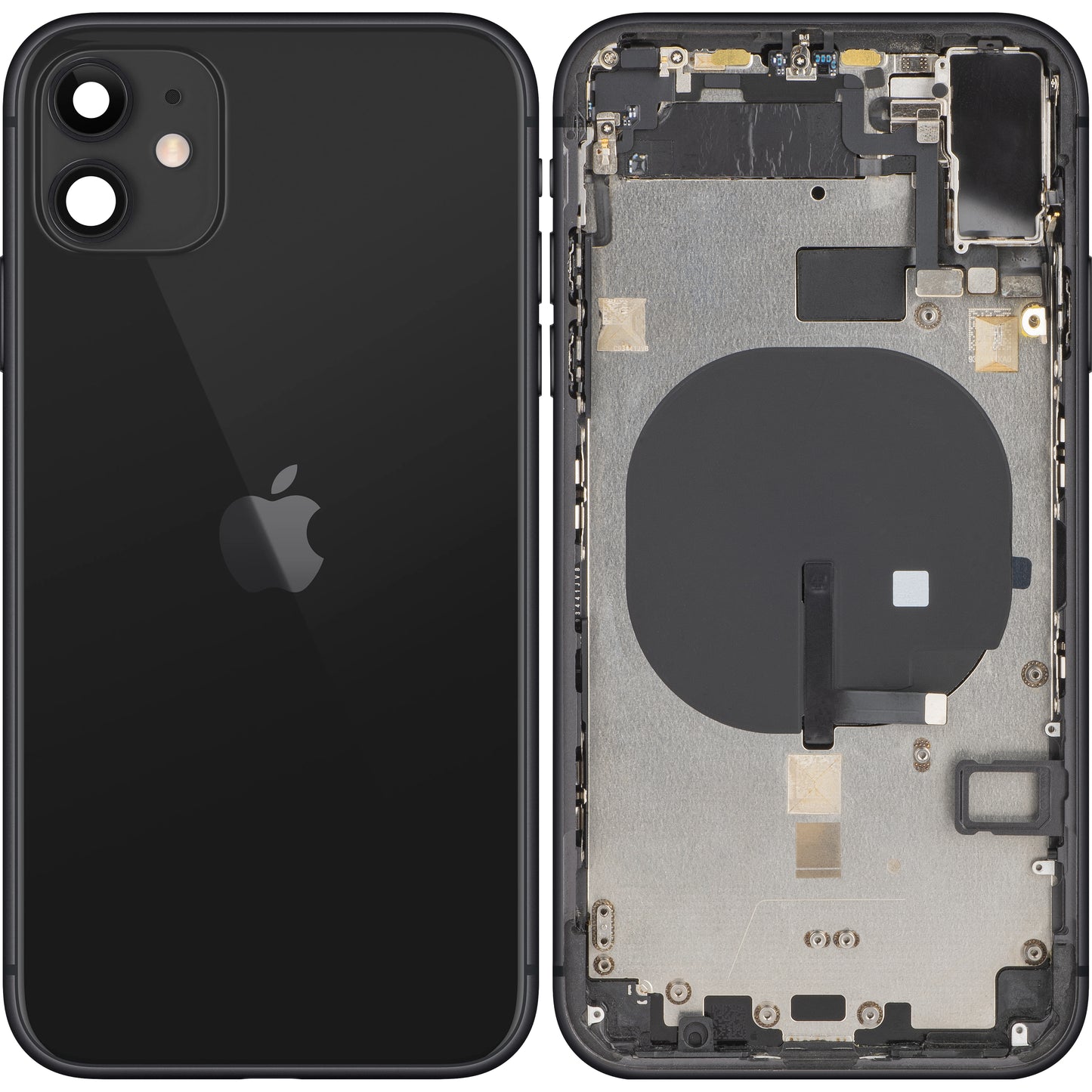Apple iPhone 11:n akkukotelon suojus, keskikotelolla, musta, vaihtokotelo
