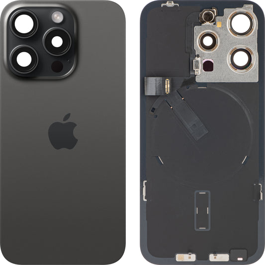 Apple iPhone 15 Pro -akun suojus, musta (musta titaani), vaihtokotelo