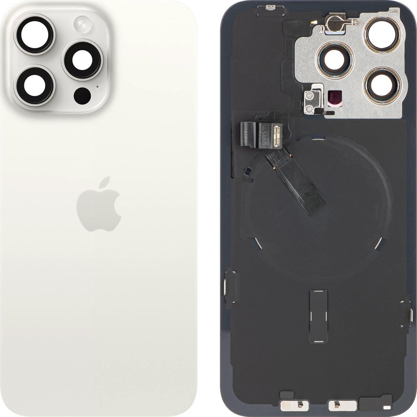 Apple iPhone 15 Pro Max Akkukansi, Valkoinen (White Titanium), Vaihto