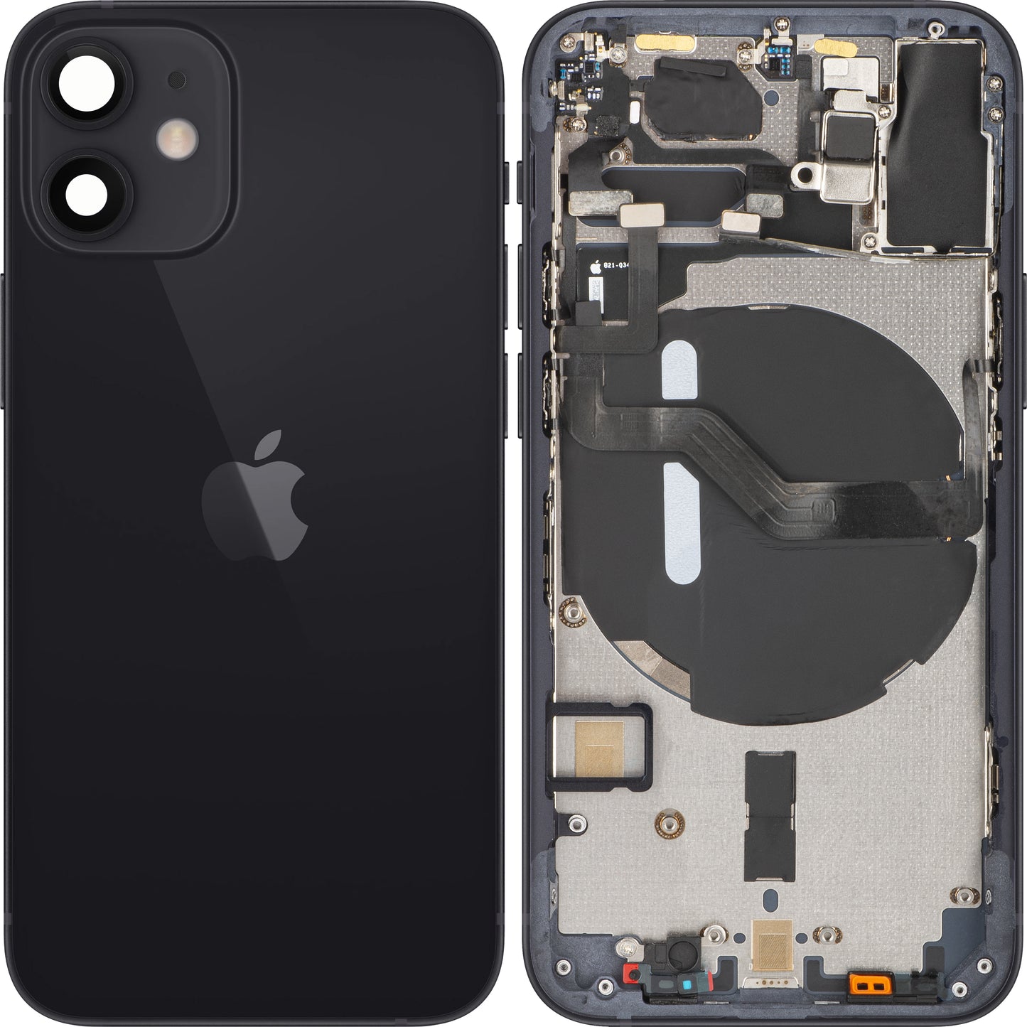 Apple iPhone 12 mini -akun suojus, keskikotelolla, musta, vaihtokotelo