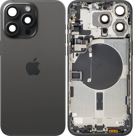 Apple iPhone 15 Pro Max Akkukansi, Keskiyksiköllä, Musta (Black Titanium), Vaihto