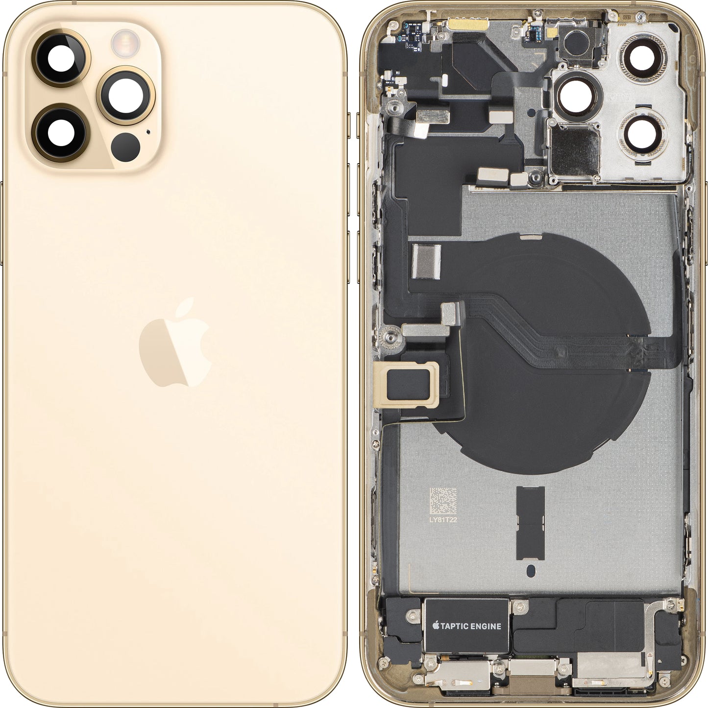 Apple iPhone 12 Pro Max akkukansi, keskikotelo, täydelliset osat, kulta, Swap