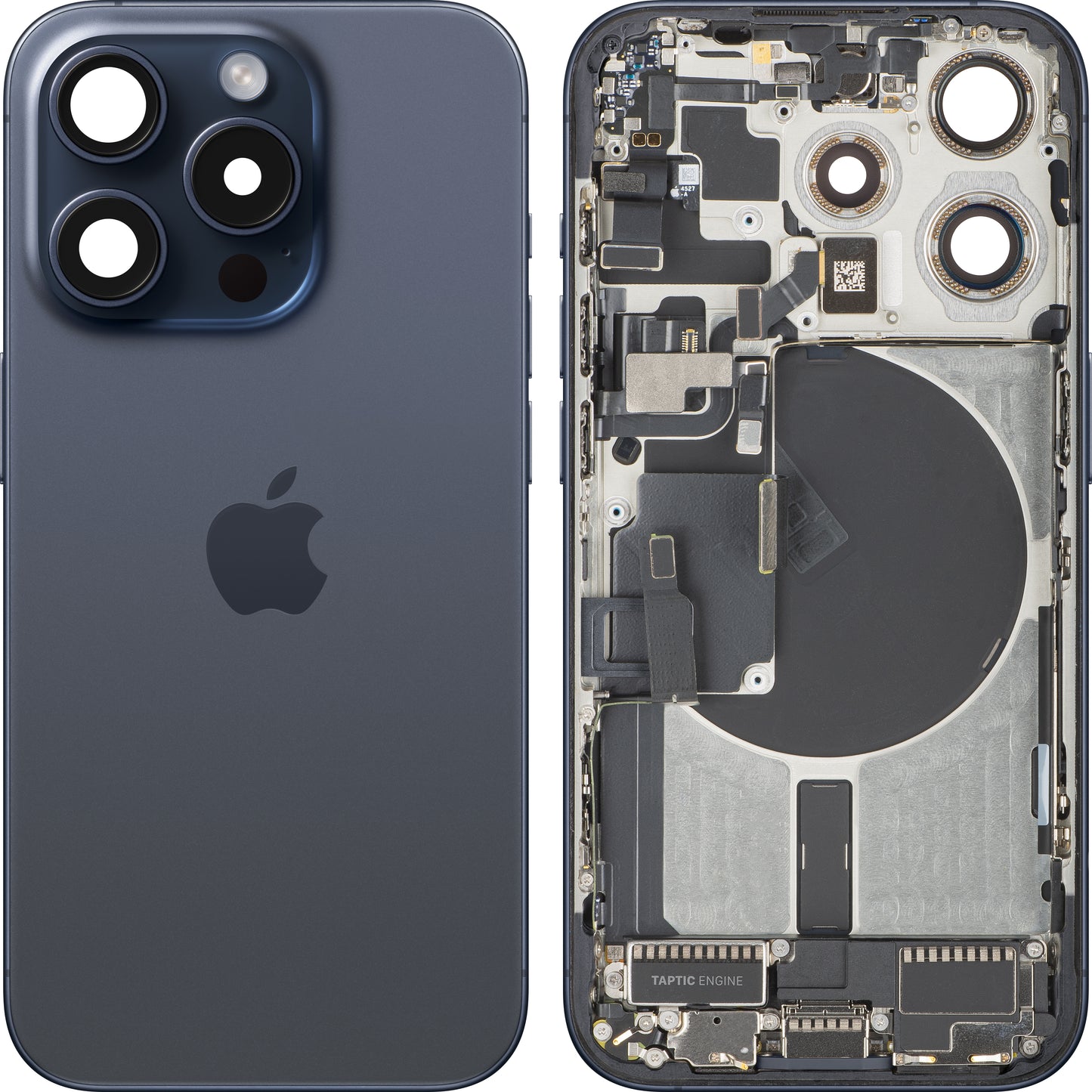 Apple iPhone 15 Pro Akkukansi, Keskiyksiköllä, Täydelliset Osat, Sininen (Blue Titanium), Vaihto