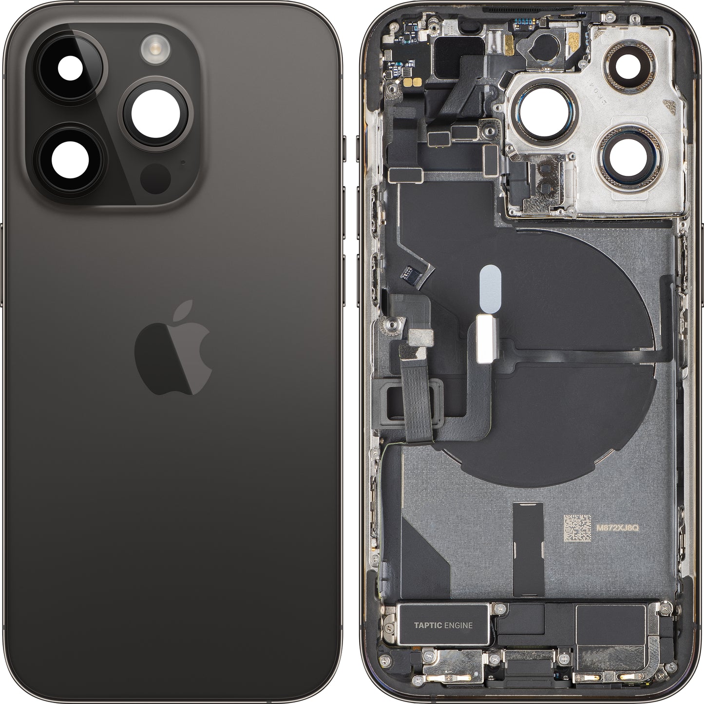 Apple iPhone 14 Pro akkukansi, keskikotelo mukana, täydelliset osat, musta (Space Black), vaihto