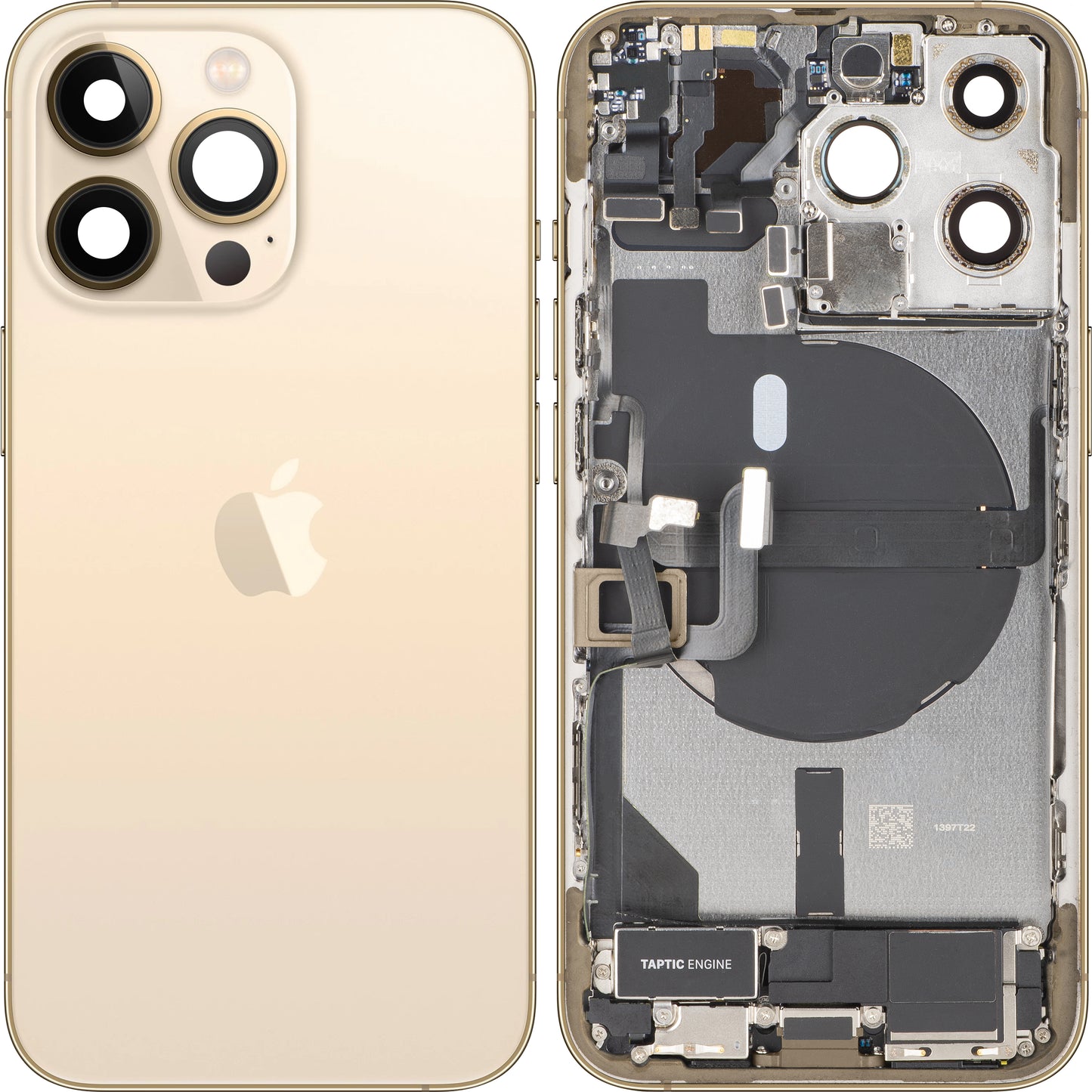 Apple iPhone 13 Pro -akun kansi, keskikuori, täydelliset osat, kulta, vaihto