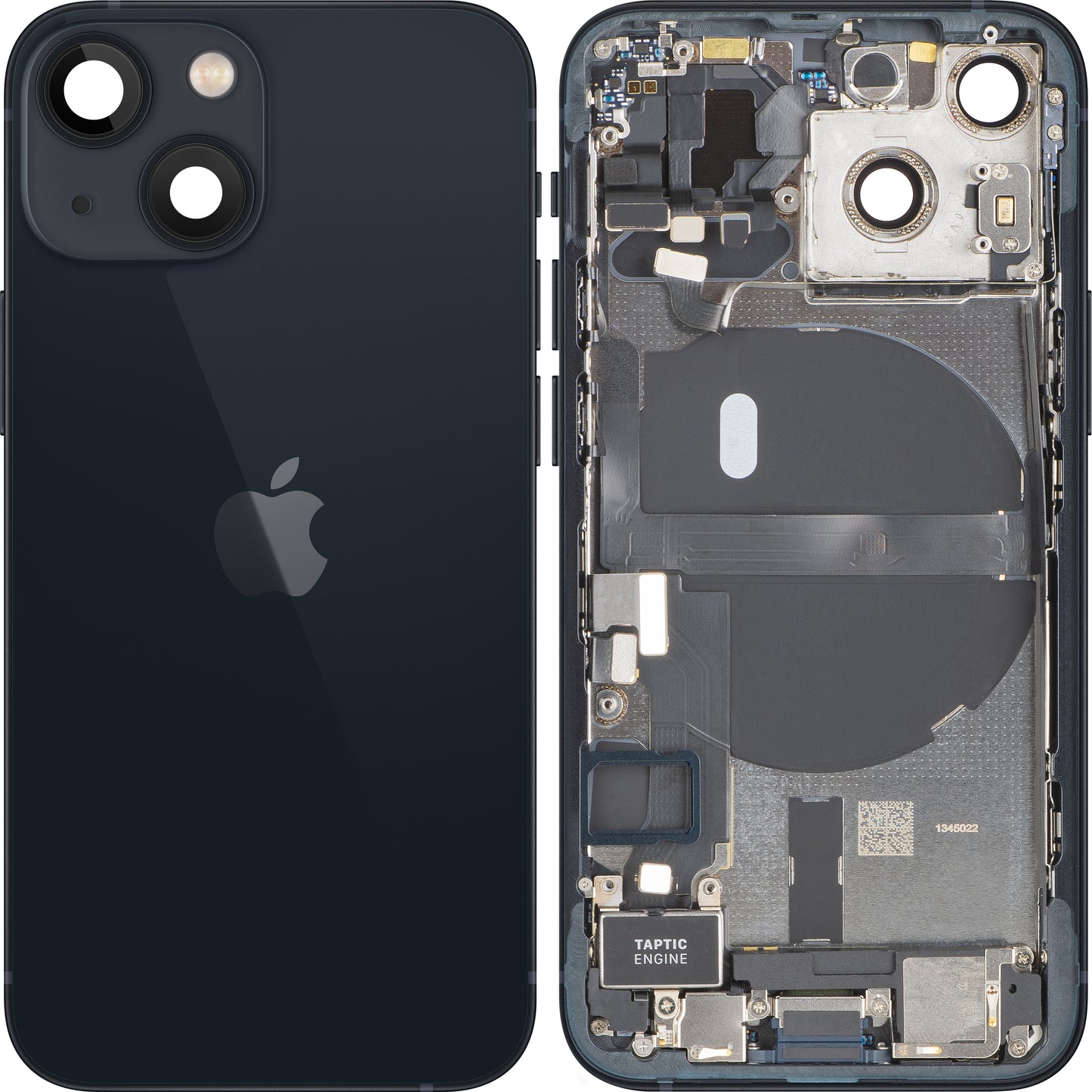 Apple iPhone 13 mini akkukansi, keskikotelo mukana, täydelliset osat, Musta (Midnight), Swap