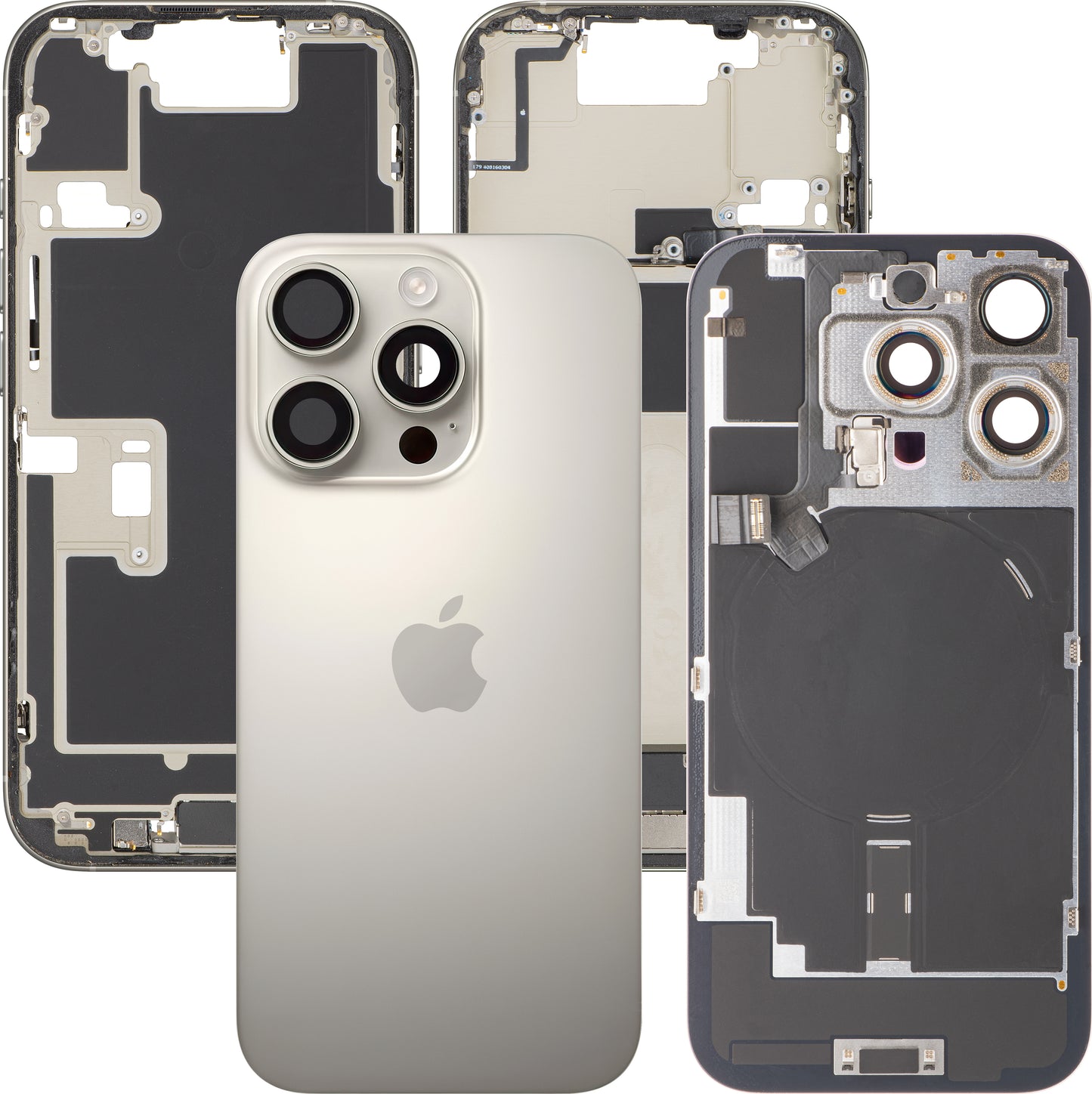 Apple iPhone 16 Pro akkukansi, keskikotelo mukana, täydelliset osat, beige (Natural Titanium), vaihto