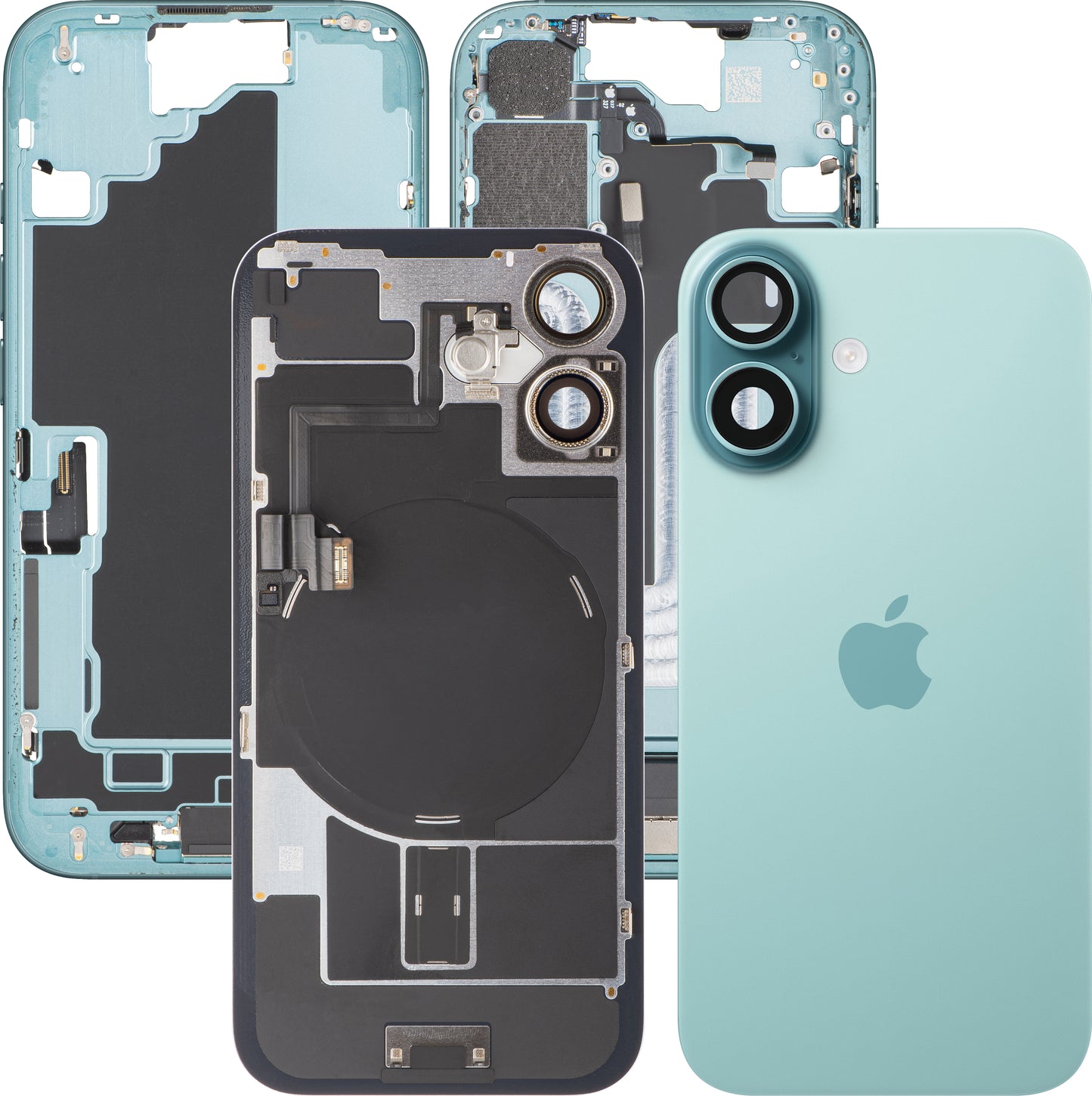 Apple iPhone 16 Akkukansi, Keskiyksiköllä, Täydelliset Osat, Vihreä (Teal), Vaihto