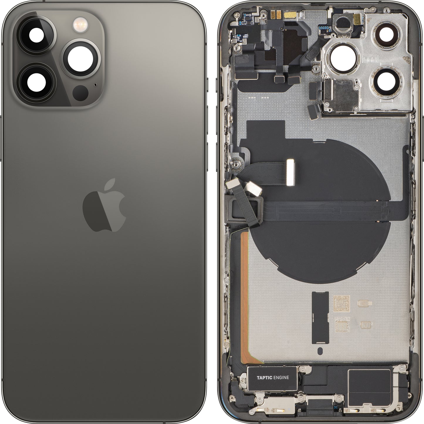 Apple iPhone 13 Pro Max -akun kansi, keskikuori, täydelliset osat, musta (grafiitti), vaihto