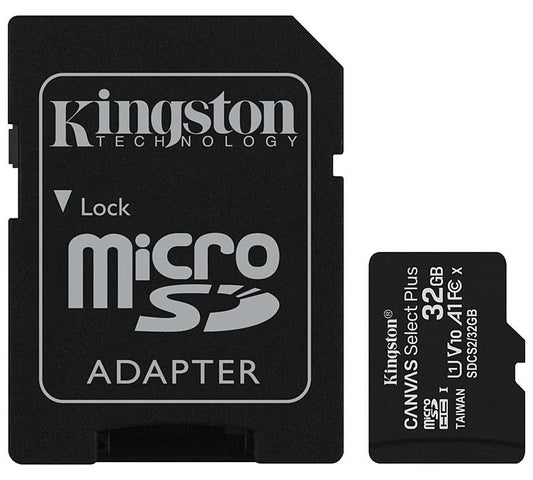 Muistikortti microSDHC Kingston Canvas Select Plus Android A1, 32Gb, Class 10 / UHS-1 U1, SDCS2/32GB-sovittimen kanssa
