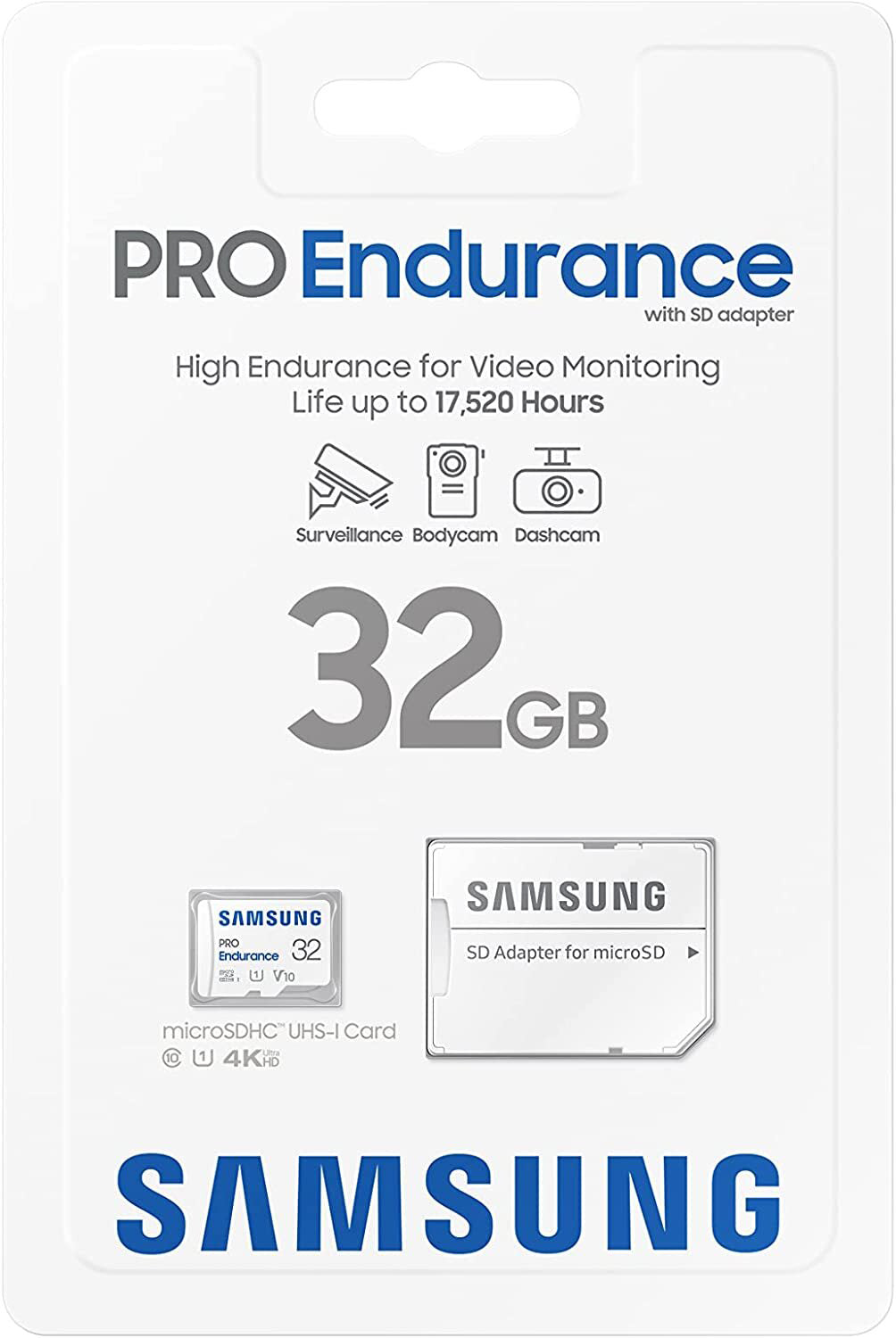 Samsung PRO Endurance microSDHC -muistikortti, 32 Gt, Luokka 10 / UHS-1 U1, sovittimella MB-MJ32KA/EU